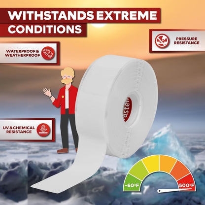 XFasten Self Fusing Silicone Tape Waterproof White– 1" x 36 Feet, Self Amalgamating Tape, Silicone Rubber for Plumbing, Sealing Pipes, Hose Repair, Outdoor Coax and Electrical Cables – Weatherproof