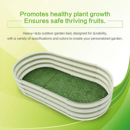 Gardmax Galvanized Raised Garden Bed, Lightweight Planter Boxes Outdoor with Easy Assembly, Large Garden Bed for Vegetables, Fruits, Flower Milk White