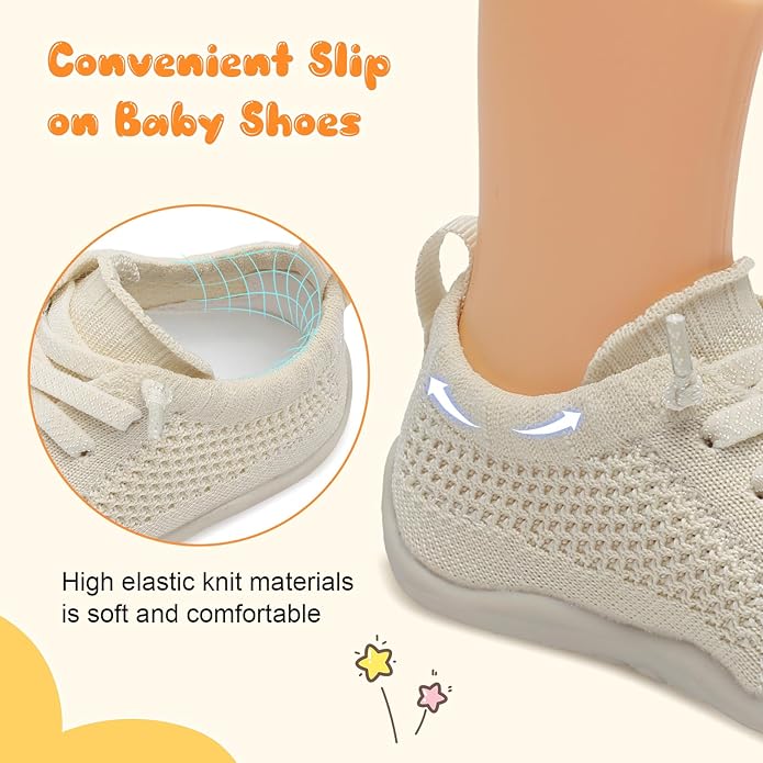 JIASUQI Baby Shoes for Toddler Boys Girls Sneakers Slip on Walking Shoes for Babies
