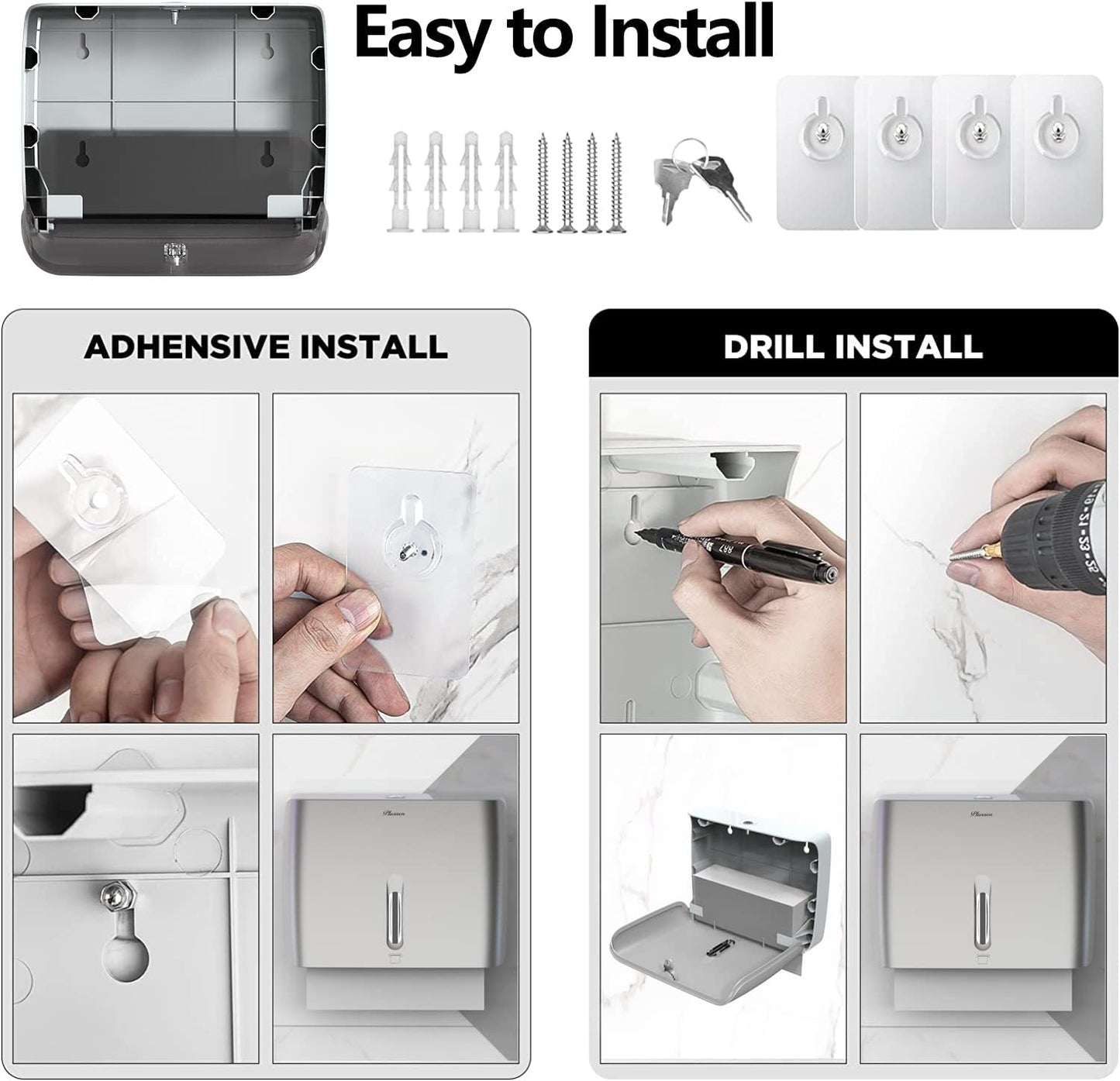 Multifold Paper Towel Dispenser Wall Surface Mounted Compatible with Manual Z Fold C Folded Tri Fold Dispensing for Home Bathroom Case of 3 Dispenser