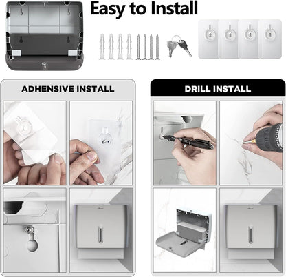 Multifold Paper Towel Dispenser Wall Surface Mounted Compatible with Manual Z Fold C Folded Tri Fold Dispensing for Home Bathroom Case of 3 Dispenser