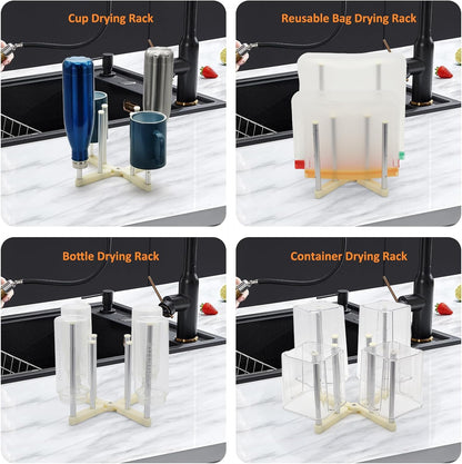 Reusable Storage Bag Drying Rack, Retractable Metal Bottle Drying Rack, Collapsible Cup Draining Rack for Water Bottles, Mason Jars, Mugs, Glass and Sports Bottle(1 Pcs)