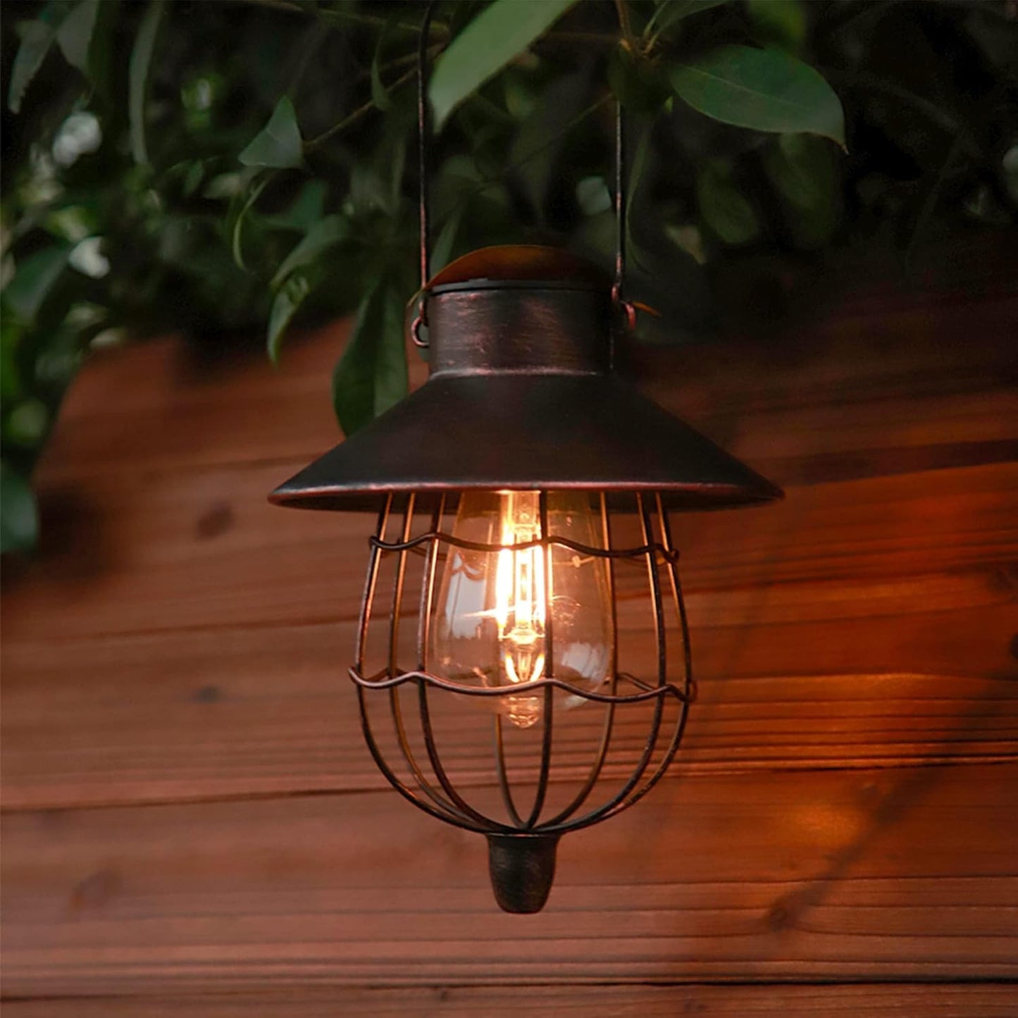 YAKii 2 Pack Solar Lantern Hanging Waterproof Outdoor Metal Solar Lamp with Warm White Light Decorate for Yard Garden Pathway Patio Porch Decor (Antique Copper)