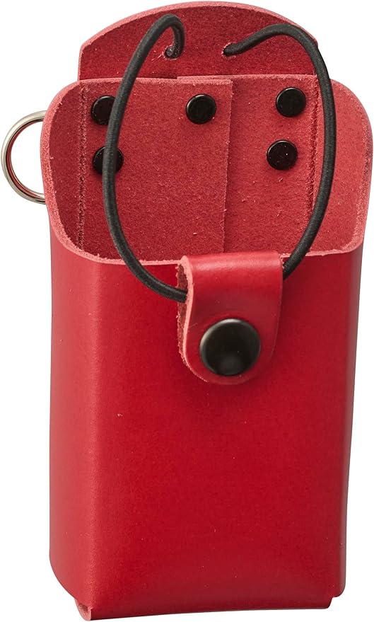 Shield Red Leather Firefighter Bundle - Anti-Sway Radio Strap/Belt Holder with Black Rivets