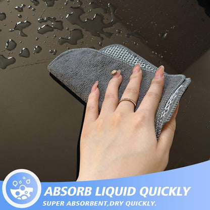 KinHwa Kitchen Washcloths for Dishes Absorbent Microfiber Dish Cloths Quick Dry Dish Rags with Poly Scour Scrub Side Ideal for Kitchen Cleaning (Gray, 7inchx7inch 12 Pack)