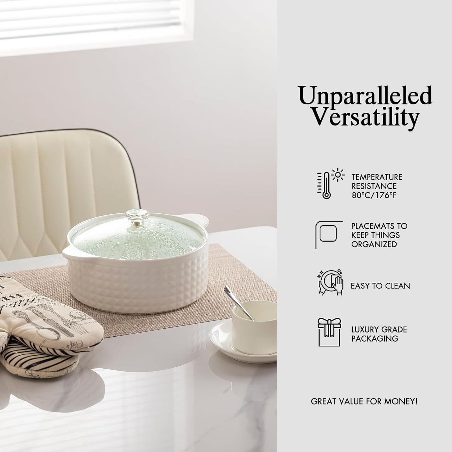 Placemats Set of 12 - Easy Clean Woven Vinyl Placemats for Dining Table, Indoor/Outdoor Place Mats, Washable PVC Table Mats（Beige）