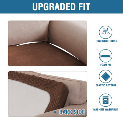 H.VERSAILTEX Velvet Stretch Individual Couch Cushion Cover Plush Slipcover for Loveseat Sofa Furniture Protector Seat Cover (1 Piece Loveseat Cushion Cover, Caramel)