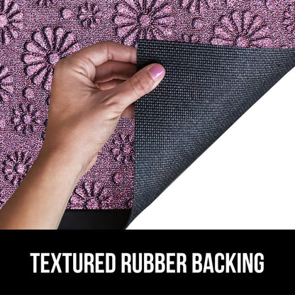 GORILLA GRIP 100% Waterproof All-Season WeatherMax Doormat, Durable Natural Rubber, Stain and Fade Resistant, Low Profile, Indoor Outdoor Door Mats, Easy Clean Entry Mat, 17x29, Purple Confetti Daisy