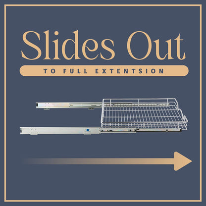 HOLDN’ STORAGE Pull Out Cabinet Organizer, Heavy Duty Caddy w/Lifetime Limited Warranty -17”W x 21”D - Requires At Least 18-1/4” Cabinet Opening, Steel Metal Cabinet Drawers Slide Out, Chrome