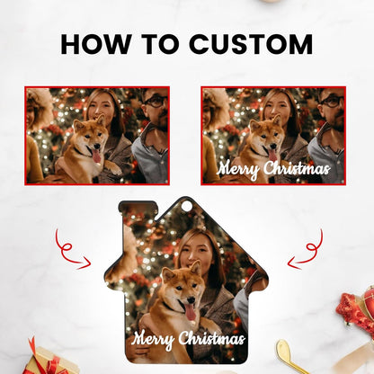 Personalized Christmas Ornaments 2024 Customized with Photo Text Ornament Keepsake Pet First Christmas Ornament Bulk Custom Wooden Xmas Tree Decorations, Wood House