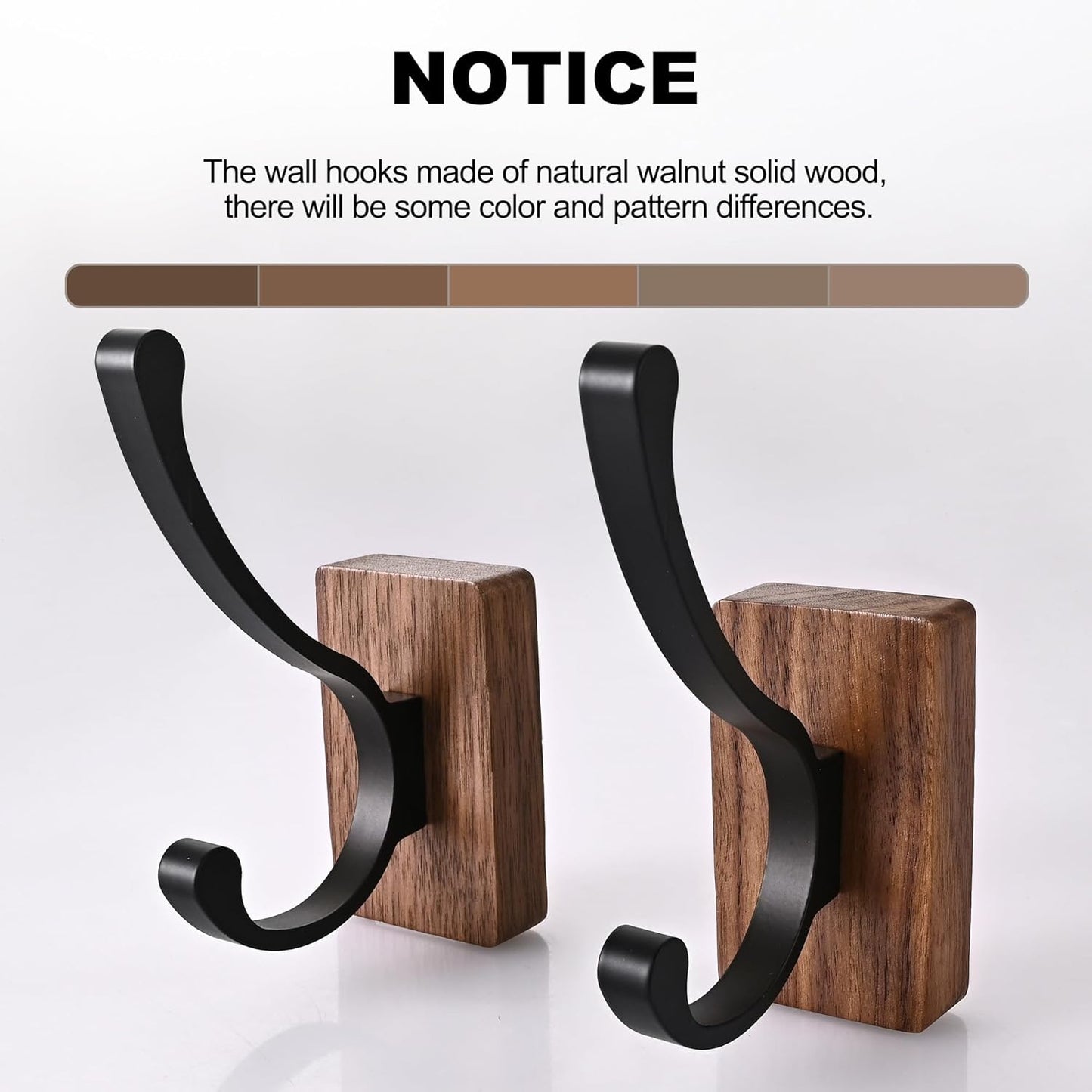 6 Pack Wooden Wall Hooks for Hanging, Adhesive Mounted & Wall Mount Nature Wood Coat Hooks for Towel Clothes Blanket Hat Backpack Robe Nursery Door Board Entryway Key Holder