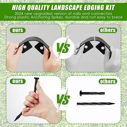 Sasylvia 2'' x 200' Landscape Edging Kit Edging Border Coil Include Anchoring Spikes 10 Connectors Plastic Garden Border for Lawn Garden Grass Yard Home(White)