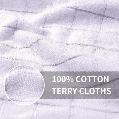 Homaxy 100% Cotton Terry Kitchen Towels(White, 13 x 28 inches), Checkered Designed, Soft and Super Absorbent Dish Towels, 6 Pack