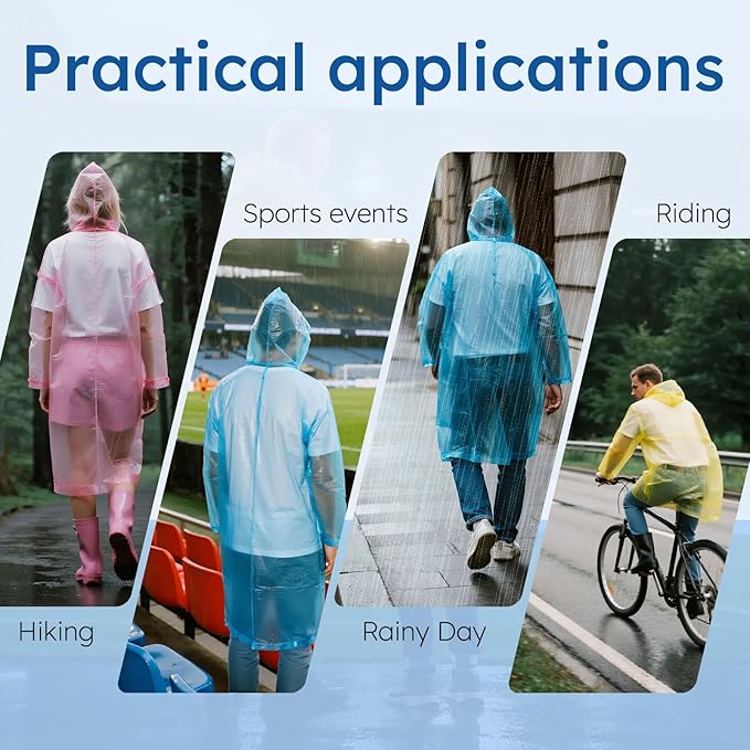 twoworld 150 Pcs Disposable Rain Ponchos for Women Bulk,Emergency Ponchos Rain Adult for Men Women Kids Travelling Camping Hiking