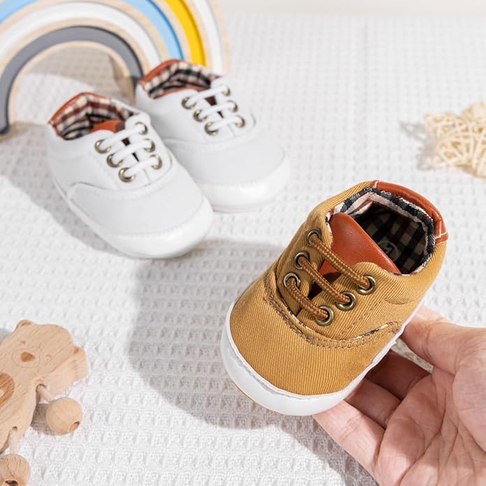 Morbido Infant Baby Boys Girls Canvas Sneaker Toddler Slip On Anti Skid Newborn First Walkers Candy Shoes for 0-18 Months