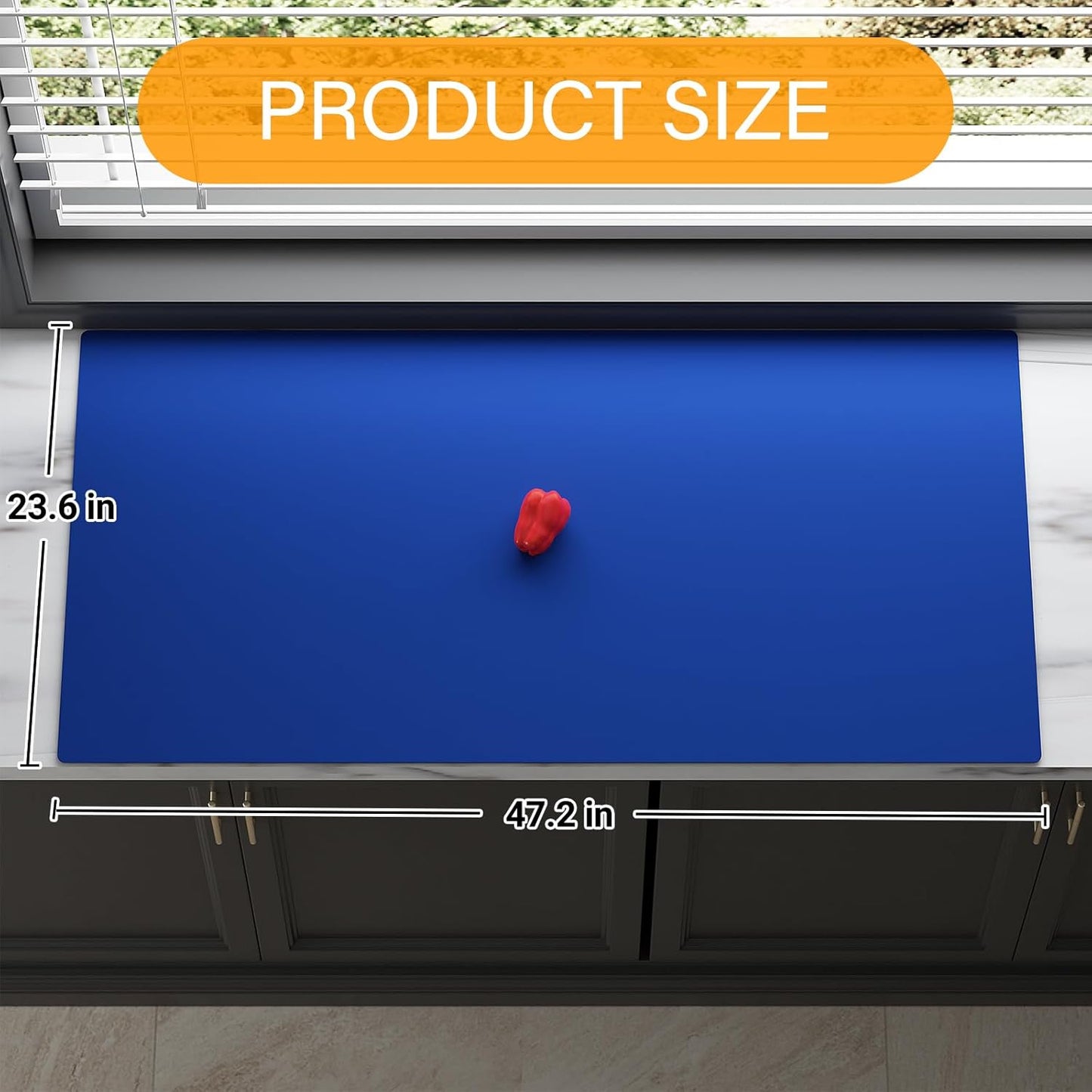 Quality Silicone Table Mat 47x24 Inch - High Heat Resistant (Lab Tested 482°F), Non-Slip Oil-Resistant Surface for Baking & DIY | Waterproof & Easy Clean (Blue)