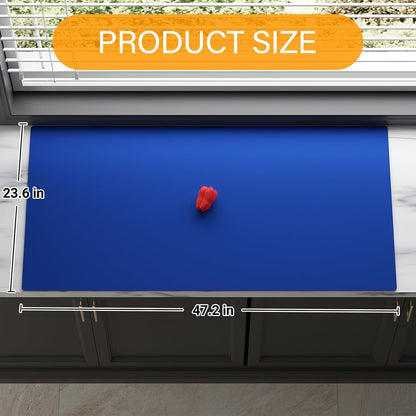 Quality Silicone Table Mat 47x24 Inch - High Heat Resistant (Lab Tested 482°F), Non-Slip Oil-Resistant Surface for Baking & DIY | Waterproof & Easy Clean (Blue)