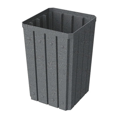 32 Gallon Square Slatted 100% Recycled Plastic Heavy-Duty Commercial Outdoor or Indoor Trash Can with Push Top Lid | Great for Schools and Businesses - Dark Granite