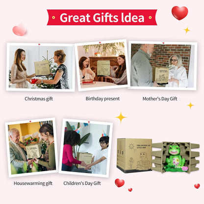 Upgraded Size Solar Garden Outdoor Statues Frog Mother and Little Frog with 6 LED Solar Figurine for Lawn,Patio, Balcony, Yard Decor Unique Gift, for Mom, Grandma,Father,Woman