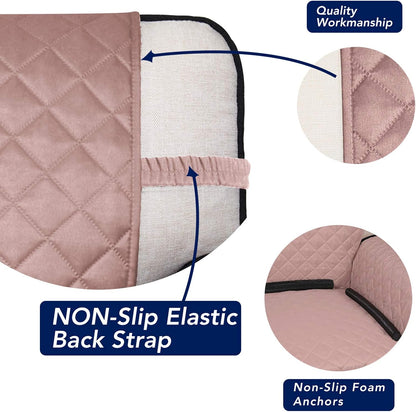 PureFit Reversible Quilted Sofa Cover, Water Resistant Slipcover Furniture Protector, Washable Couch Cover with Non Slip and Elastic Straps for Kids, Dogs, Pets (XX Large, Pink/Beige)