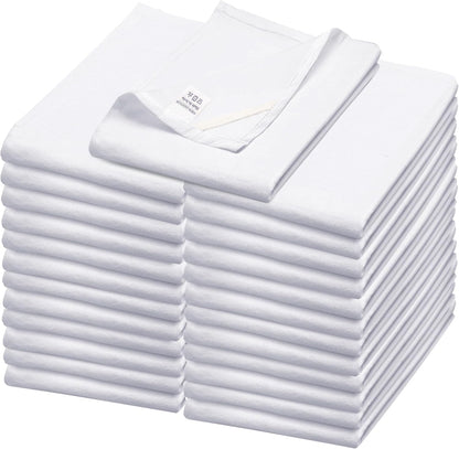 Flour Sack Towels| TeaTowel for Crafts| Kitchen Dish Cotton Blank Towel for Embroidery|Baking Bread Proofing Linen Cover| Thick Absorbent Quick Dry| 24 Pack 28"x28" White