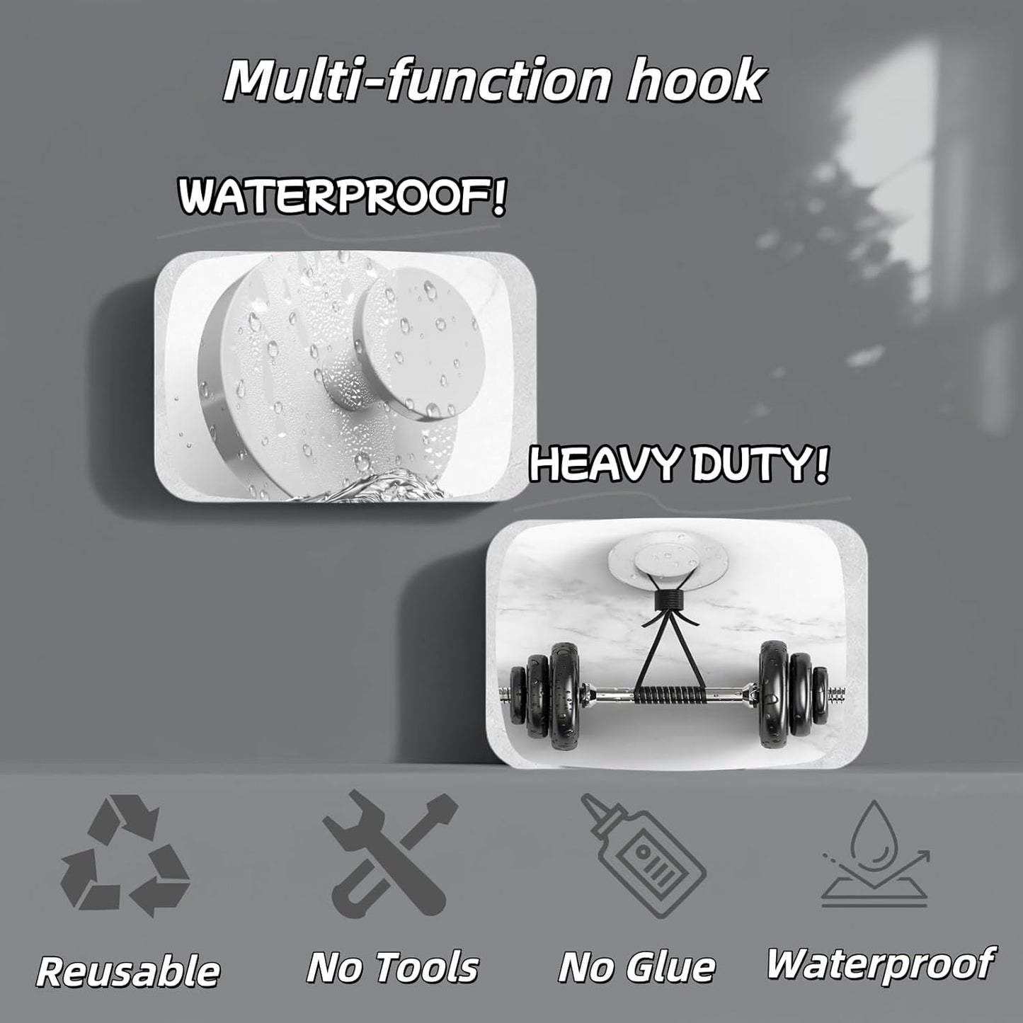 2025 Upgraded Stainless Steel Heavy Duty Suction Cup Hooks For Shower Bathroom Accessories Removable Hook For Glass Window Door Wall Hooks For Hanging Towels Robes Wreaths (Pack Of 5, White)