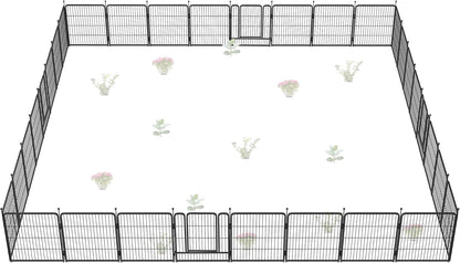 FXW Garden Fence Outdoor for The Yard – 32in(H) x 71.0ft(L) Heavy Duty Metal Animal Barrier for Dog and Rabbit, Decorative Dog Fence, 32 Panels, Black