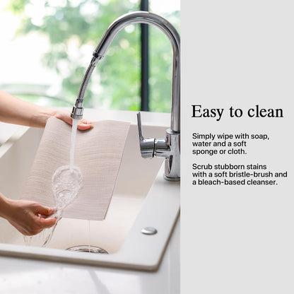 Placemats Set of 6 - Easy Clean Woven Vinyl Placemats for Dining Table, Indoor/Outdoor Place Mats, Washable PVC Table Mats（Beige）