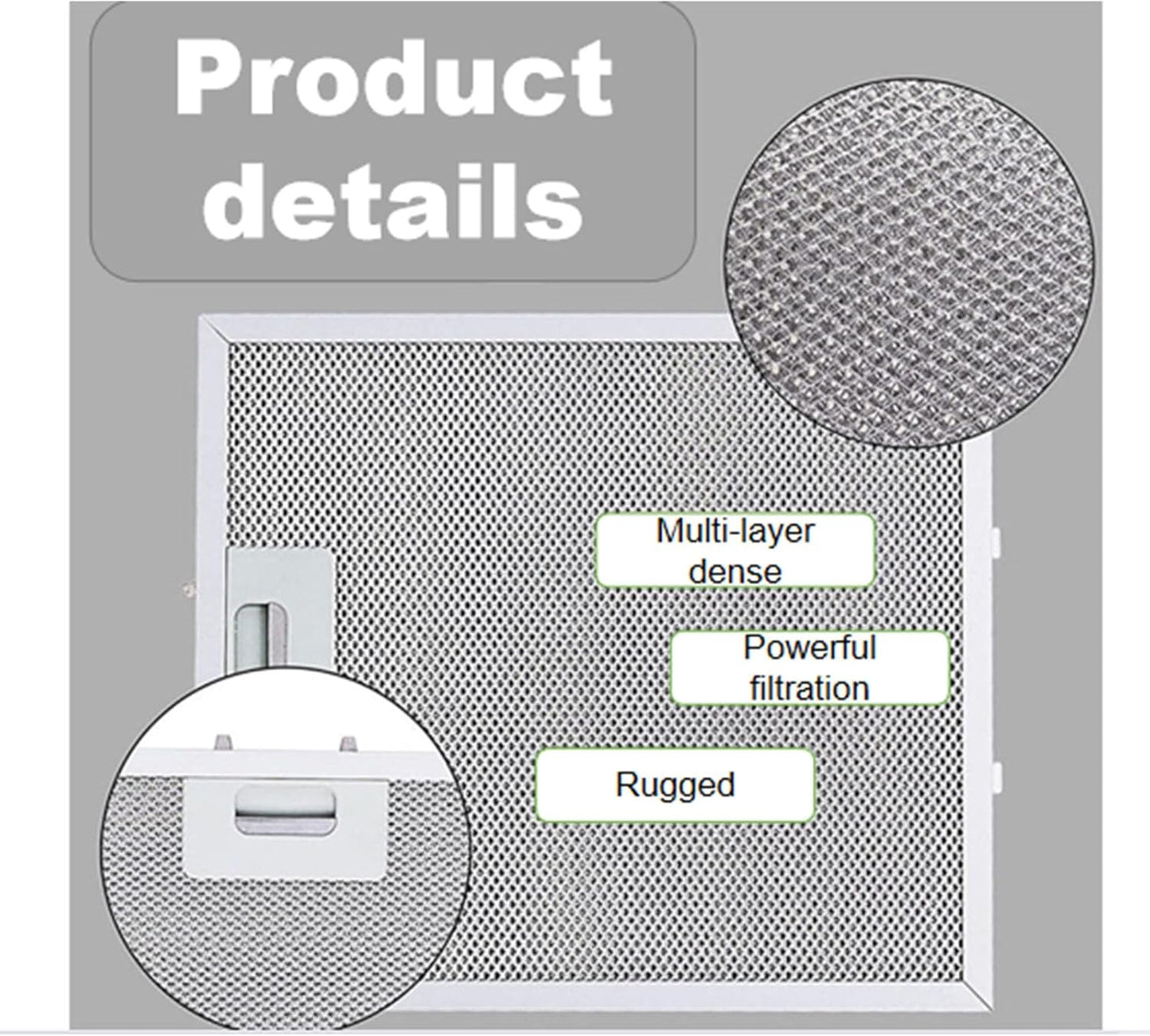 Upgraded version W10169961A (12" x 10.5"), compatible with Whirlpool range hood filters - aluminum mesh screen, suitable for kitchen ceiling exhaust fans, blocks grease, filters oven air (1piece)
