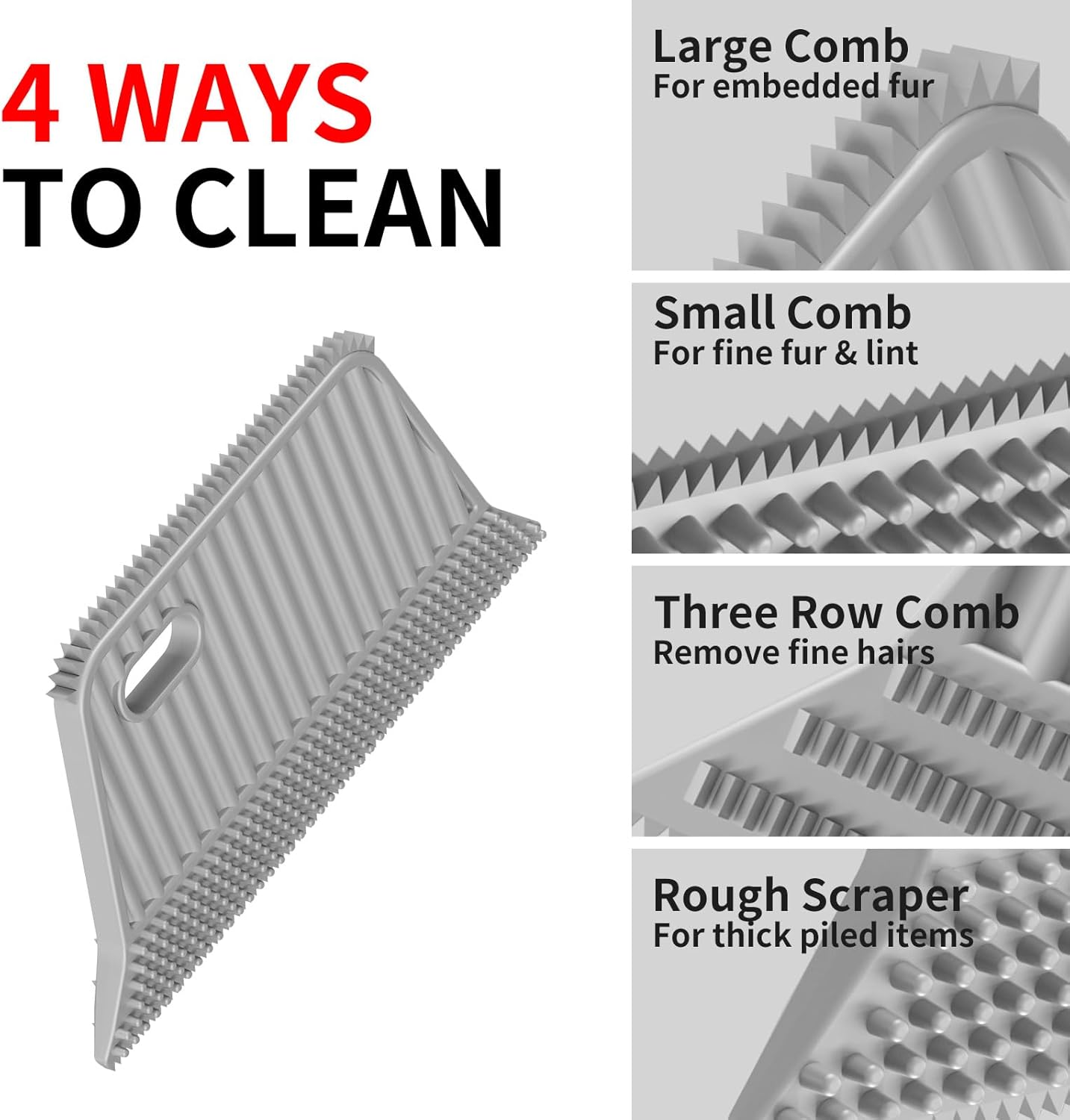 Carpet Rake - 60" Long Handle Pet Hair Removal with Metal Fabric Edge Design,Carpet Rake for Pet Hair Removal, Dog Cat Fur Remover Rubber Broom,Rug,Car Mat,Couch,Pet Bed,Furniture(4 Pack)