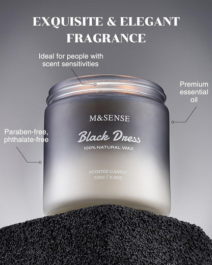 M&SENSE Vanilla Leather Scented Candles for Men, 11.6oz 2 Wick 70 Hours Long Lasting Soy Wax for Home Scented, Highly Scent Black Luxury Candles Home Fragrance Holiday Gifts for Him