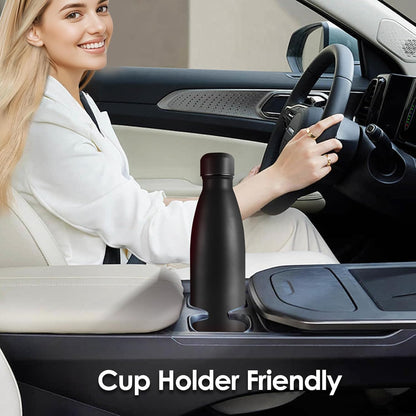 25oz Cola-Bottle Shaped Stainless Steel Leak-proof Water Bottle,Double Wall Vacuum Insulated Metal,Travel Mug For Sports Indoors & Outdoors,BPA-Free School Kids Flasks,Black(2 Pack）