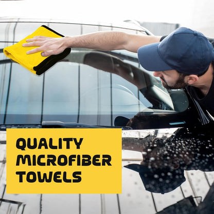 Tallew 60 Pcs Microfiber Towels 16 Inch x 16 Inch Microfiber Cloth Car Drying Towels for Cars Washing Polishing Office Windows Cleaning Household Supplies (Yellow)