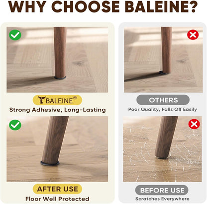 BALEINE 141PCS Felt Furniture Pads, Multi-Size Felt Pads for Chair Legs, Tables, Beds, Scratch-Reducing Floor Protectors for Hardwood Floors, Tile, Vinyl, and Laminate (141PCS, Black)