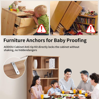furniture anchors safety Wall straps: Baby Proofing Anti Tip Cabinet, Furniture Anchors for Dresser Secure Child Security Mount Kits 4 Pack