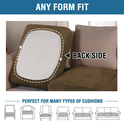 H.VERSAILTEX Velvet Stretch Couch Cushion Cover Plush Cushion Slipcover for Chair Loveseat Sofa Cushion Furniture Protector Seat Cushion Sofa Cover (2 Piece Large Sofa Cushion Covers, Bronze Brown)