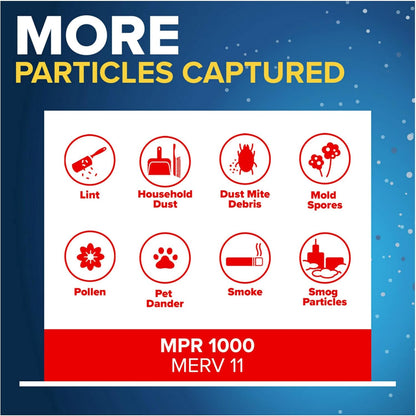 Filtrete 16x30x1 AC Furnace Air Filter, MERV 11, MPR 1000, Micro Allergen Defense, 3-Month Pleated 1-Inch Electrostatic Air Cleaning Filter, 4 Pack (Actual Size 4-Pack 29.813x15.813x0.656 in)