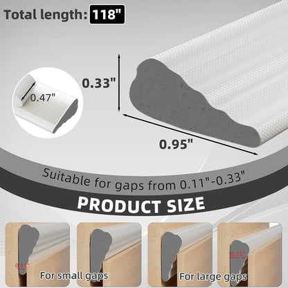 118" Wedge Weather Stripping Door Seal Strip for Door Frame & Window,Self Adhesive Window Insulation Draft Stopper Seal for Winter,Gray Foam Door Gap Filler for Soundproofing Light Blocker,White
