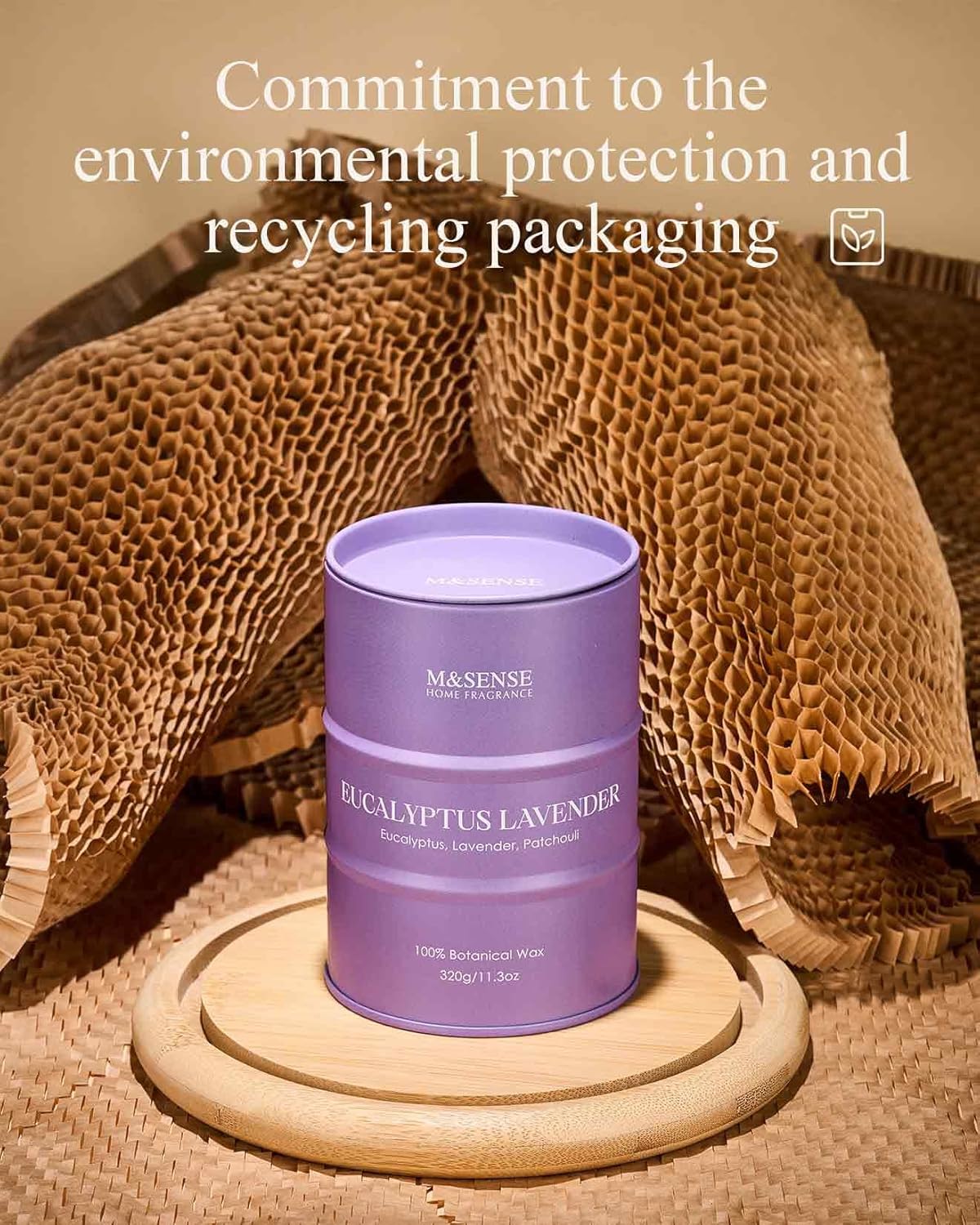 M&SENSE Eucalyptus Lavender Scented Candles Natural Non Toxic, Aromatherapy Candle for Stress Relief Meditation Relaxing, Housewarming Gifts for Women Men, 11.3oz 70 Hour Long Burning