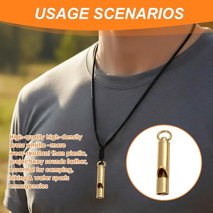 Titanium Emergency Whistle, 120DB Survival Safety Whistles with Black Lanyard, Outdoor Small Lifesaving Loud Whistle for Coaches Sports Boating Dog Training Hiking Camping