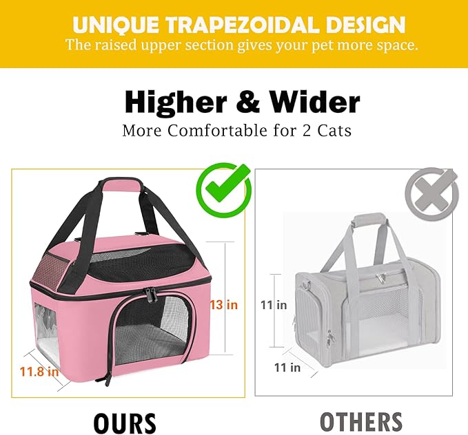 Cat Carrier Bag Backpack Dog Carrier for Pets Up to 20 Lbs Portable Breathable Collapsible Pet Carrier for Cats Kitten Puppy Small Dogs - Pink