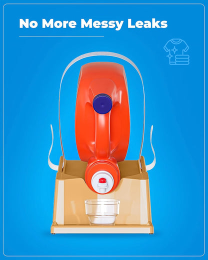 TidyFriend Laundry Detergent Holder Stand with Drip Tray, Laundry Soap Holder with Non-Slip Rubber Feet for Washing Space Organization, Angled Downward Slope for Easy Pouring (Beige)