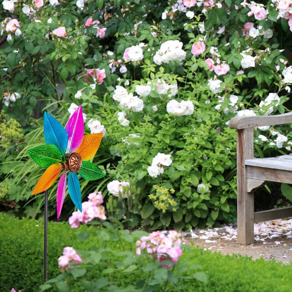 DREAMYSOUL Colorful Wind Spinner 38Inches, Metal Garden Pinwheels for Yard and Garden, Decorative Wind Spinners for Outdoor Patio Yard Lawn