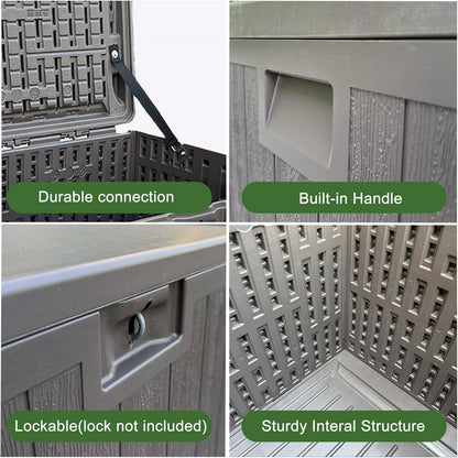 33 Gallon Small Storage Box with Lid,Waterproof Indoor Outdoor Storage Container for Package Delivery,Patio Cushions, Gardening Tools, Pool Accessories, Lockable Resin Deck Box with handle