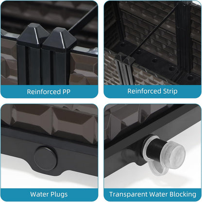 Large Planters for Outdoor Plants 14" Tall Planter Box, Raised Beds for Gardening Self Watering, Elevated Planter Box with Legs, Rectangular Garden Planters for Outdoor Plants Flowers, 62.9"L x 15.7"W