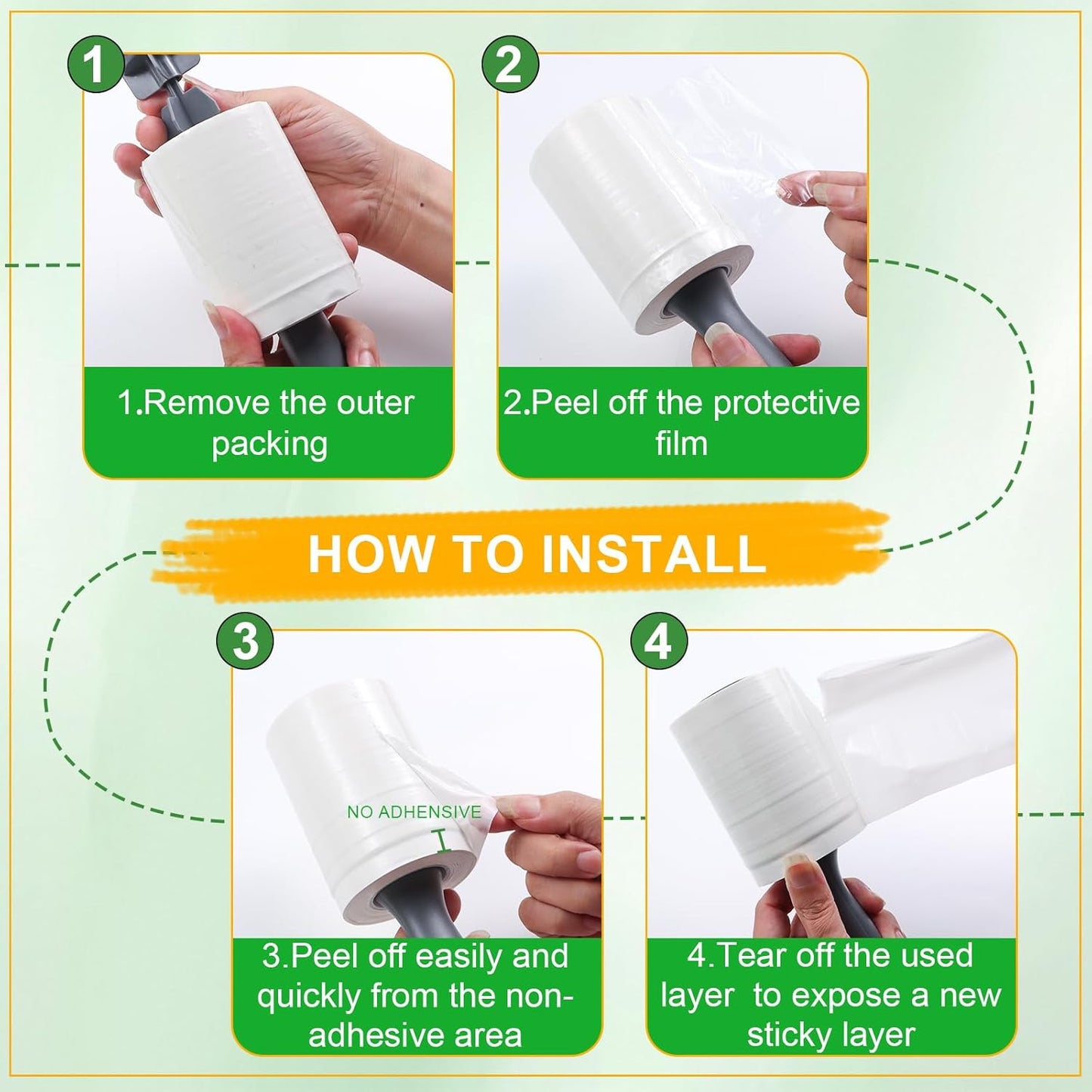 Lint Roller for Pet Hair 500 Sheets Extra Sticky Pet Hair Remover for Clothes Furniture Carpet Cleaner Cars Dogs Travel-Friendly Grip Handle White