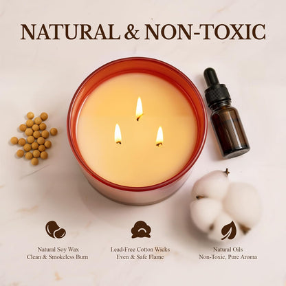 Pumpkin Spice Fall Candle, Large 3 Wick 12oz Luxury Candle, Elegant Autumn Gift for Women & Men, 60+ Hour Burn Time & Non-Toxic, Cozy Fall & Halloween Home Decor