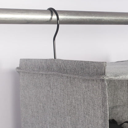 Hanging Closet Organizer, Easy Mount Collapsible 3-Shelf Camper Closet Wardrobe Hanging Storage Shelves, Folded Clothes Towels Handbag Shoes Accessories Storage, Linen Cloth, Gray