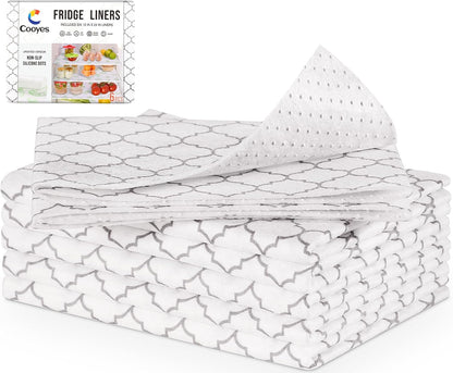 Cooyes 2 in 1 Fridge Liners & Fresh mats for Refrigerator Organizers and Storage, Absorbent Fridge Bin Liners, Home Kitchen Gadgets Accessories Organization Must Haves for Freezer Shelf Drawer Cabinet