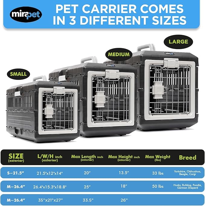 USA Pet Carrier & Crate 26" - Premium Collapsible Design for Medium Cats and Dogs - Portable Kennel for Indoor/Outdoor Use - 360-Degree Ventilation & Hard Plastic Wall Protection